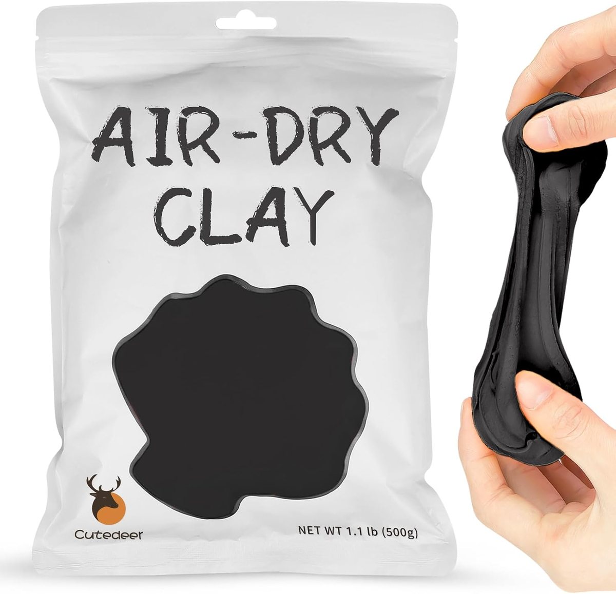Black Air Dry Clay, 1.1 lb, view 2