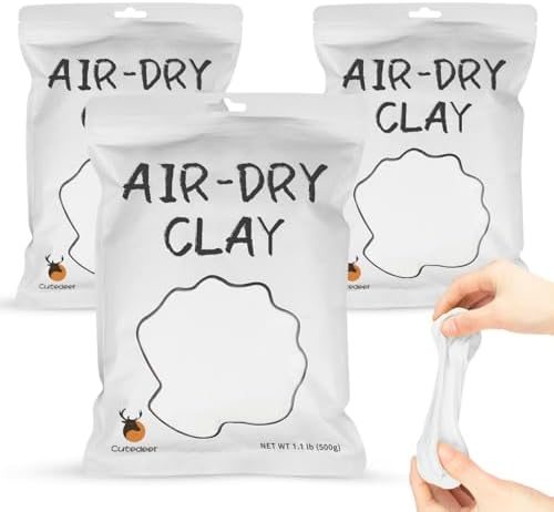 Cutedeer white air dry clay tub of about 3.3 lb with white modelled pieces